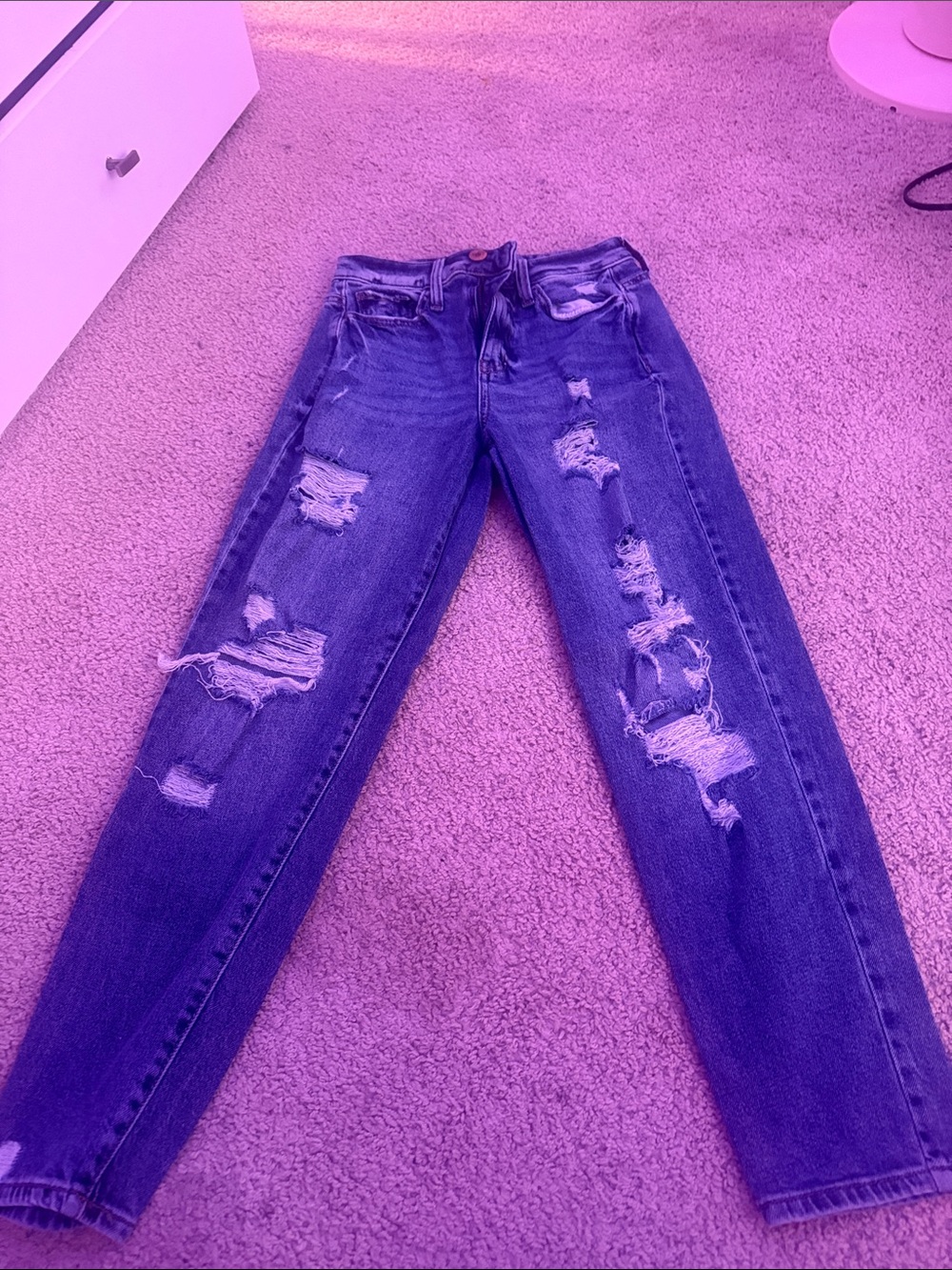 High-Rise Distressed Women's Jeans in Blue